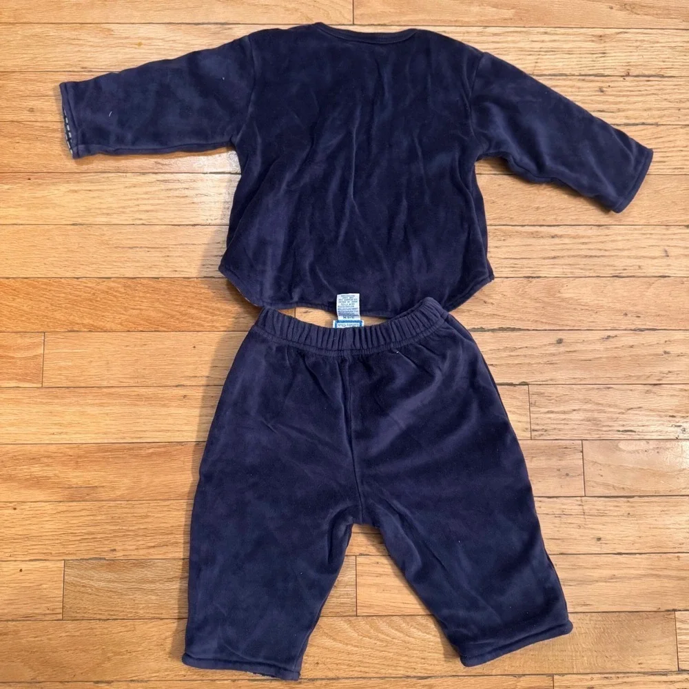 Vintage Lullaby Club Navy‎ Velour Humpty Dumpty Set 3/6M Infant Top Pants Blue